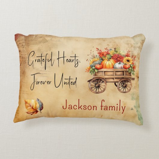 感謝祭素朴カートの装飾アクセント枕 アクセントクッション (裏面)