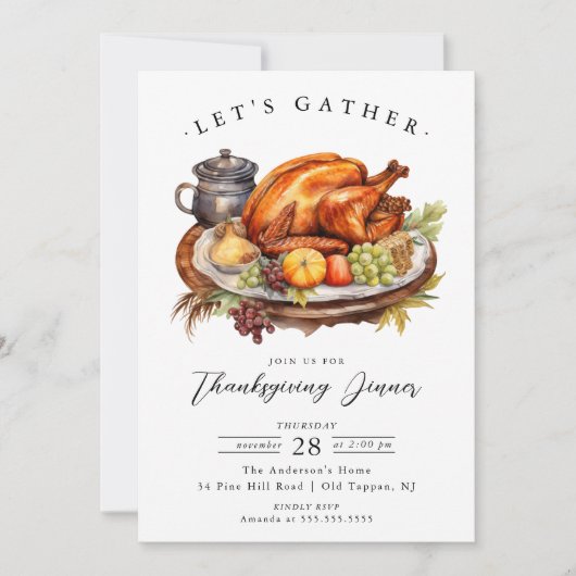 感謝祭素朴ディナーを集めよう 招待状 (正面)