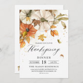 感謝祭素朴ディナーパンプキン招待状 招待状 (正面/裏面)