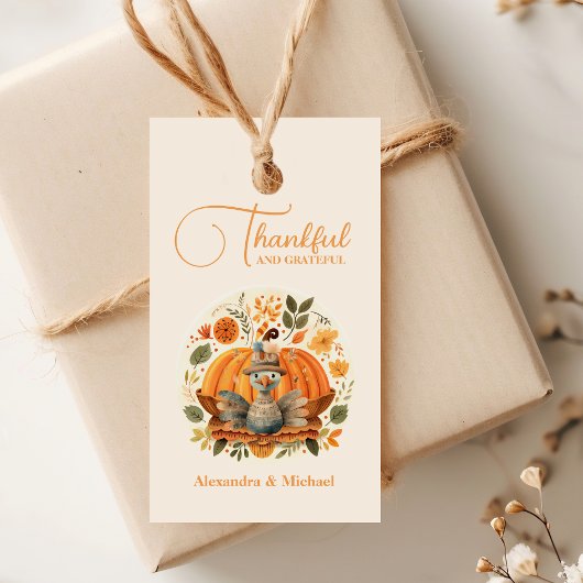 感謝祭素朴ディナーパンプキン ギフトタグ