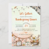 感謝祭素朴ディナーパンプキン 招待状 (正面)