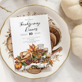 感謝祭素朴ディナーパンプキン 招待状