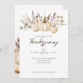 感謝祭素朴ディナーパンプキン 招待状 (正面/裏面)