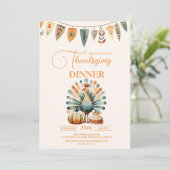感謝祭素朴ディナーパンプキン 招待状 (スタンド正面)