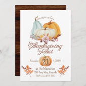 感謝祭素朴ディナーパンプキン 招待状 (正面/裏面)