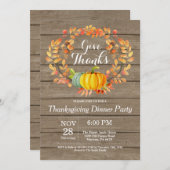 感謝祭素朴ディナーパーティー秋秋 招待状 (正面/裏面)