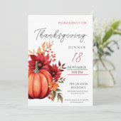 感謝祭素朴ディナーレッドパンプキン招待状 招待状 (スタンド正面)