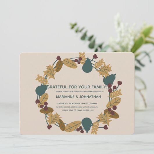 感謝祭素朴ディナー感謝リースパーティー 招待状 (スタンド正面)
