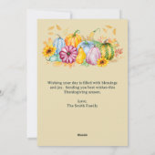 感謝祭素朴パンプキンズフラットホリデーカード シーズンカード (裏面)