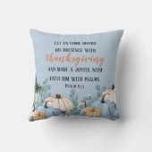 感謝祭素朴ブルーパンプキンス聖なる書物、 経典 クッション (裏面)