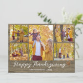 感謝祭素朴モダン家族の写真コラージュ シーズンカード (スタンド正面)