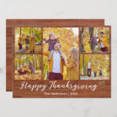 感謝祭素朴モダン家族の写真コラージュ シーズンカード (正面/裏面)