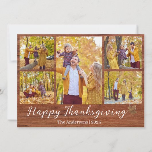 感謝祭素朴モダン家族の写真コラージュ シーズンカード (正面)