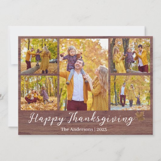 感謝祭素朴モダン家族の写真コラージュ シーズンカード (正面)