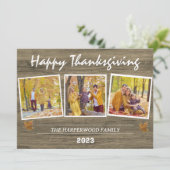 感謝祭素朴モダン家族の写真コラージュ シーズンカード (スタンド正面)