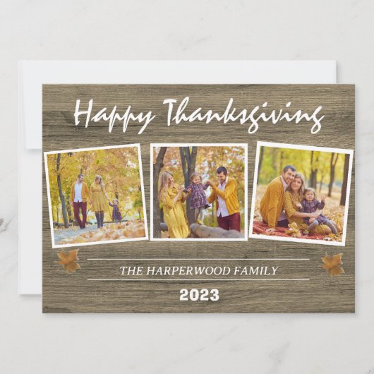 感謝祭素朴モダン家族の写真コラージュ シーズンカード (正面)