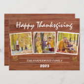 感謝祭素朴モダン家族の写真コラージュ シーズンカード (正面/裏面)