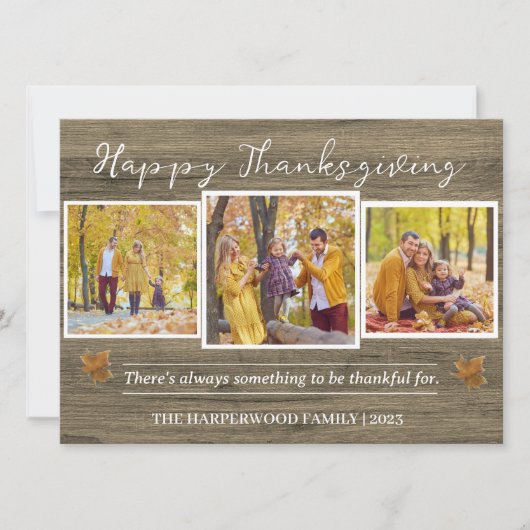 感謝祭素朴モダン家族の写真コラージュ シーズンカード (正面)