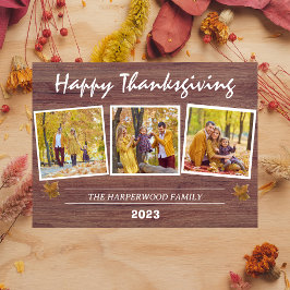 感謝祭素朴モダン家族の写真コラージュ シーズンカード