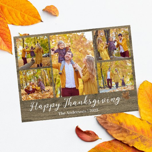 感謝祭素朴モダン家族の写真コラージュ シーズンカード
