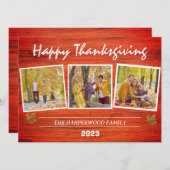 感謝祭素朴モダン家族の写真コラージュ シーズンカード (正面/裏面)