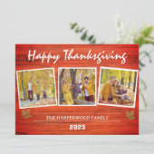 感謝祭素朴モダン家族の写真コラージュ シーズンカード (スタンド正面)