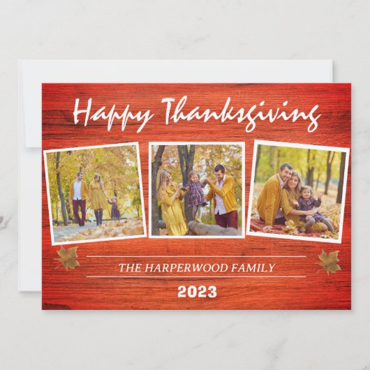 感謝祭素朴モダン家族の写真コラージュ シーズンカード (正面)