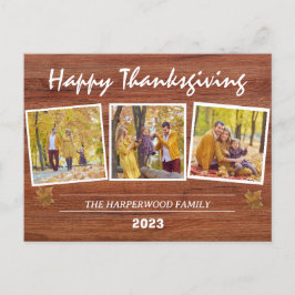 感謝祭素朴モダン家族の写真コラージュ シーズンポストカード