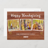 感謝祭素朴モダン家族の写真コラージュ シーズンポストカード (正面/裏面)