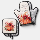感謝祭素朴レッドパンプキン 鍋つかみ&鍋敷きセット (正面/裏面)