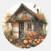 感謝祭素朴上屋イラストレーション ラウンドシール (正面)