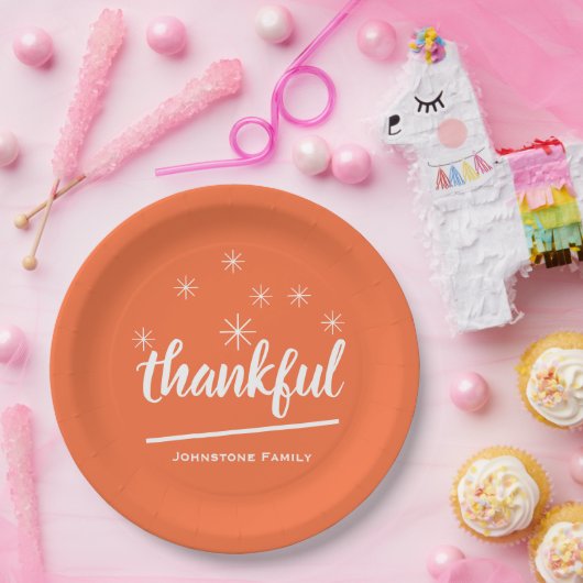 感謝祭素朴名前をカスタムする感謝可愛クールい ペーパープレート (パーティー)
