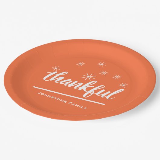感謝祭素朴名前をカスタムする感謝可愛クールい ペーパープレート (アングル)