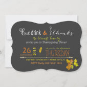 感謝祭素朴夕食秋の黒板 招待状 (正面)