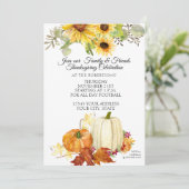 感謝祭素朴白オレンジカボチャひまわり 招待状 (スタンド正面)