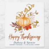 感謝祭素朴秋のカボチャ畑グルズ ワインラベル (シングルラベル)