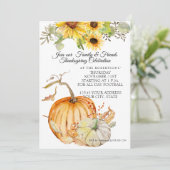 感謝祭素朴秋ひまわり葉nカボチャ 招待状 (スタンド正面)