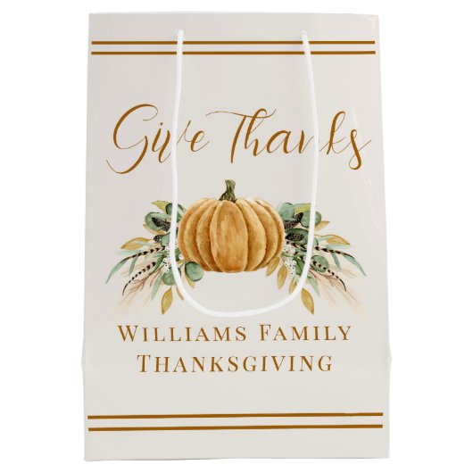 感謝祭素朴秋パンプ与えキ感謝していン ミディアムペーパーバッグ (裏面)