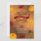 感謝祭素朴紅葉ターキーパンプキン 招待状 (正面)