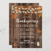 感謝祭素朴紅葉ヴィンテージ灯 招待状 (正面/裏面)