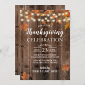 感謝祭素朴紅葉&ストリングライト 招待状 (正面/裏面)
