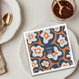 感謝祭素朴花模様名前をカスタムする スタンダードカクテルナプキン