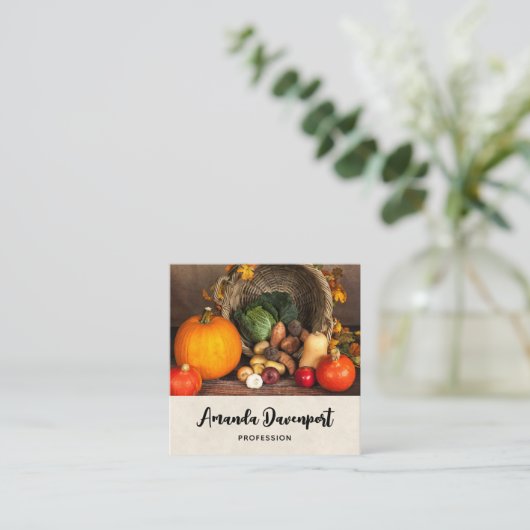 感謝祭素朴表の豊作 スクエア名刺 (スタンド正面)