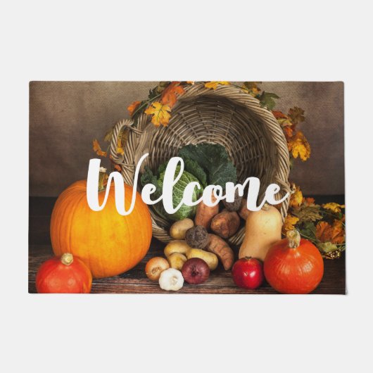 感謝祭素朴表の豊作 ドアマット (正面)