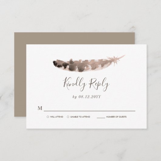 感謝祭結婚の | Bright Turkey Feather RSVP (正面/裏面)