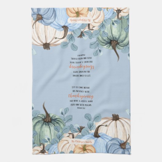 感謝祭聖なる書物、 経典ファミリーネームタイポグラフィ キッチンタオル (縦)