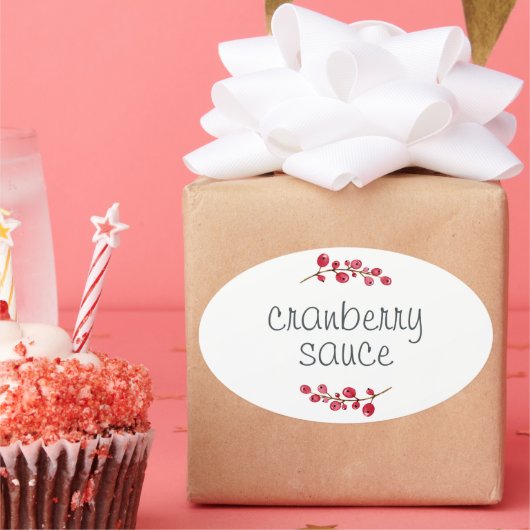 感謝祭自家製クランベリーソース 楕円形シール (パーティー)