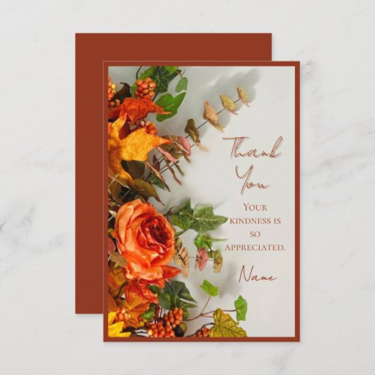 感謝祭花模様ホリデースパイス招待状カード サンキューカード (正面/裏面)