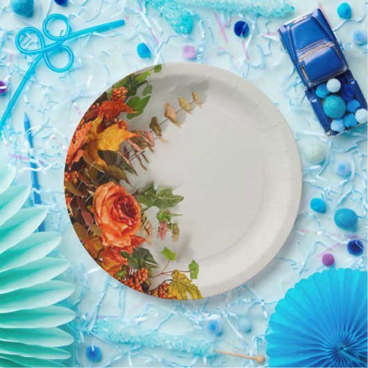 感謝祭花模様紙プレート ペーパープレート (パーティー)