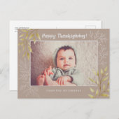 感謝祭葉のラインアートBeige Photo シーズンポストカード (正面/裏面)